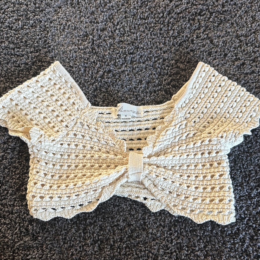 Cream Crochet Knit Top